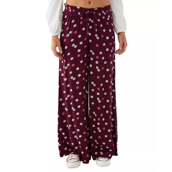 NEW O'Neill Magenta Floral Wide Leg Pants Size XS Retro Daisy 70's Pull On Boho - Picture 1 of 12